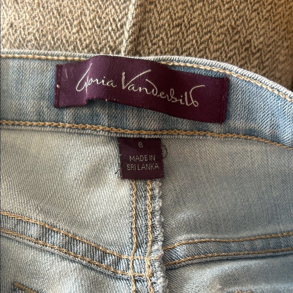 Gloria Vanderbilt Light Blue Patchwork Straight L… - image 5